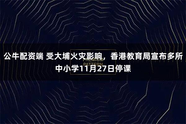 公牛配资端 受大埔火灾影响，香港教育局宣布多所中小学11月27日停课