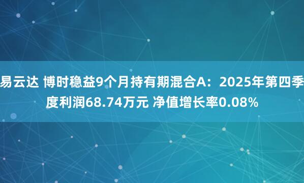 易云达 博时稳益9个月持有期混合A：2025年第四季度利润68.74万元 净值增长率0.08%